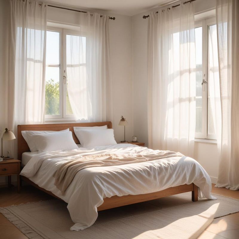 Recuperación post-fiesta - cama recién hecha en luz matinal